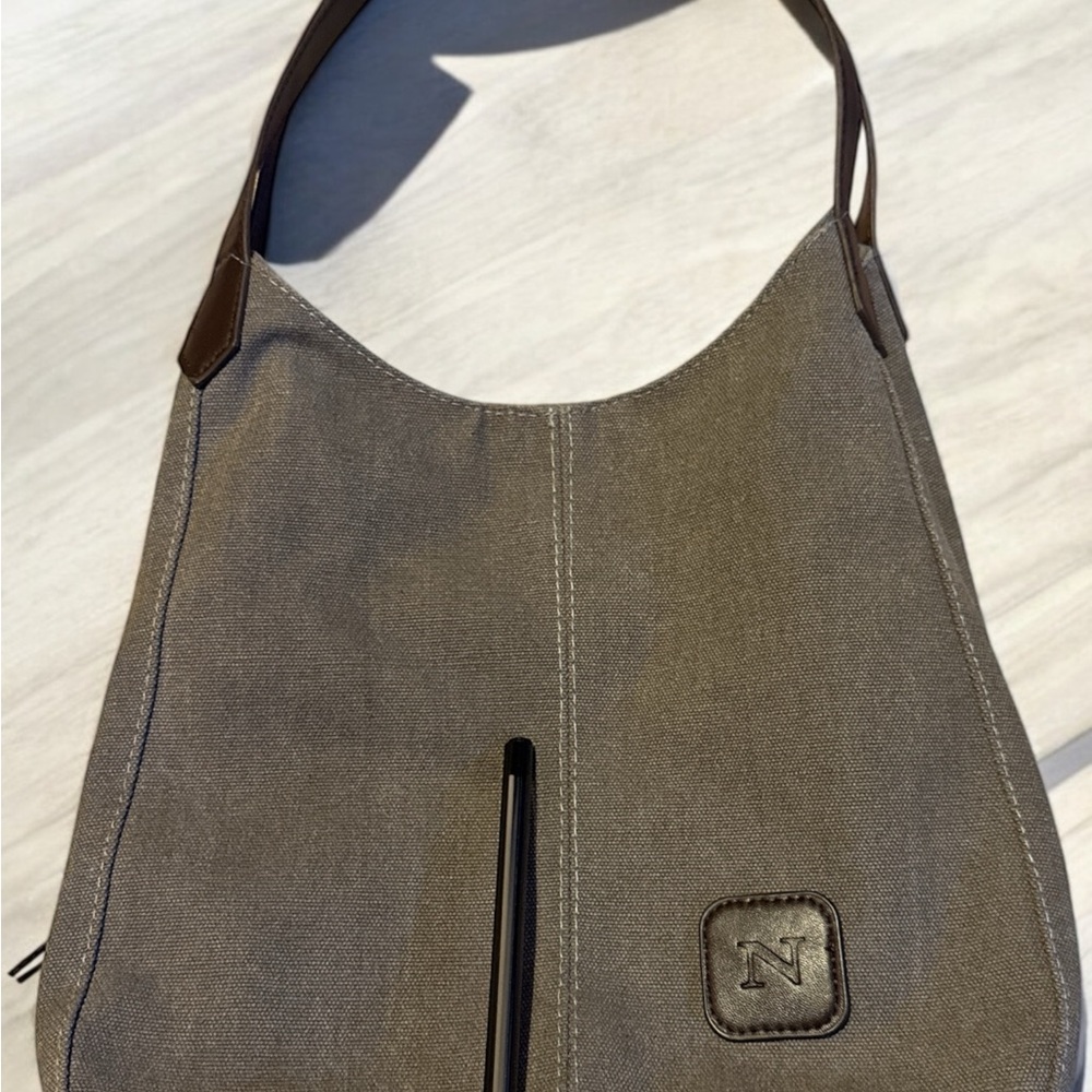 Neutral Canvas Shoulder Bag